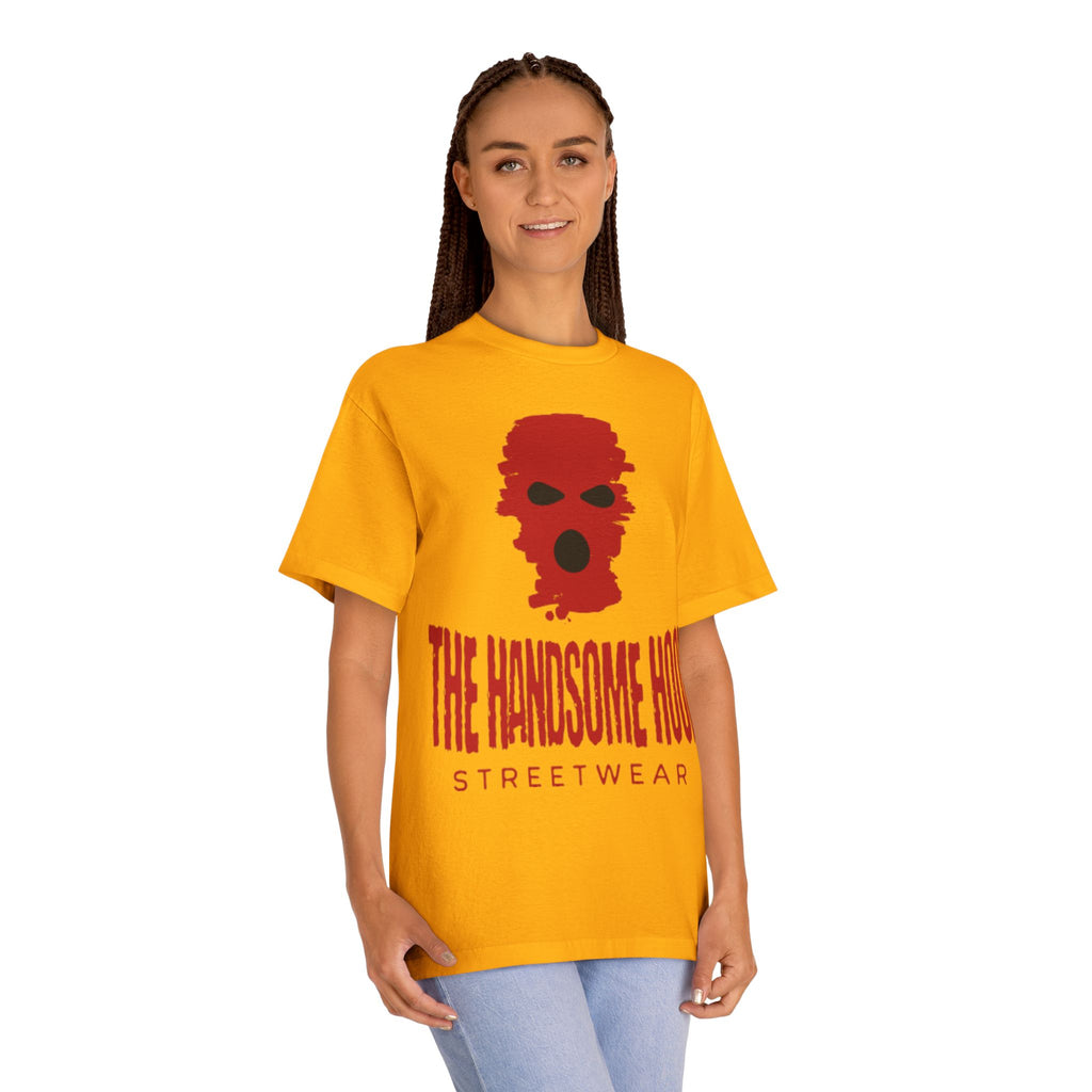 The Handsome Hood Streetwear Tee — Red Balaclava Graphic T-Shirt