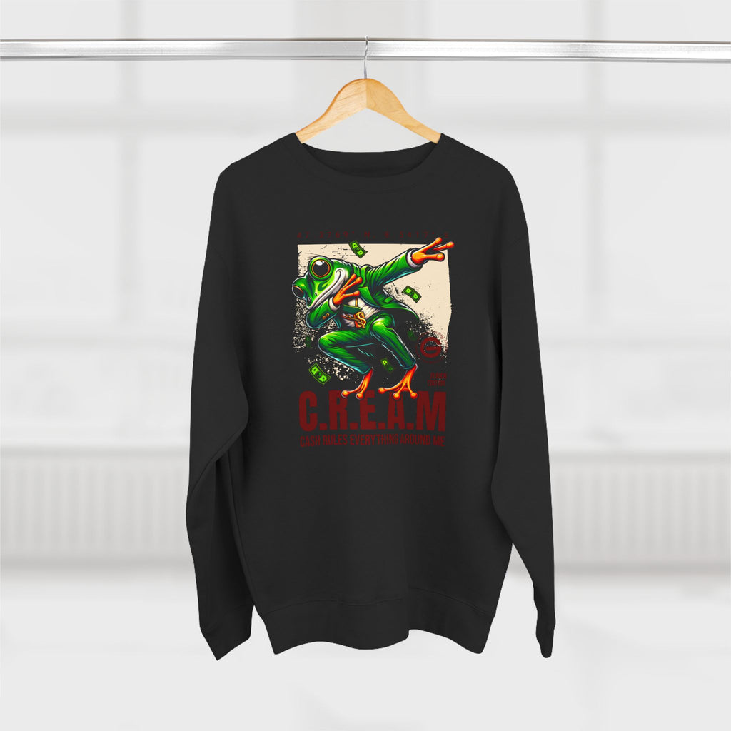 C.R.E.A.M. Frog Crewneck Sweatshirt – 'Cash Rules Everything Around Me' Graphic