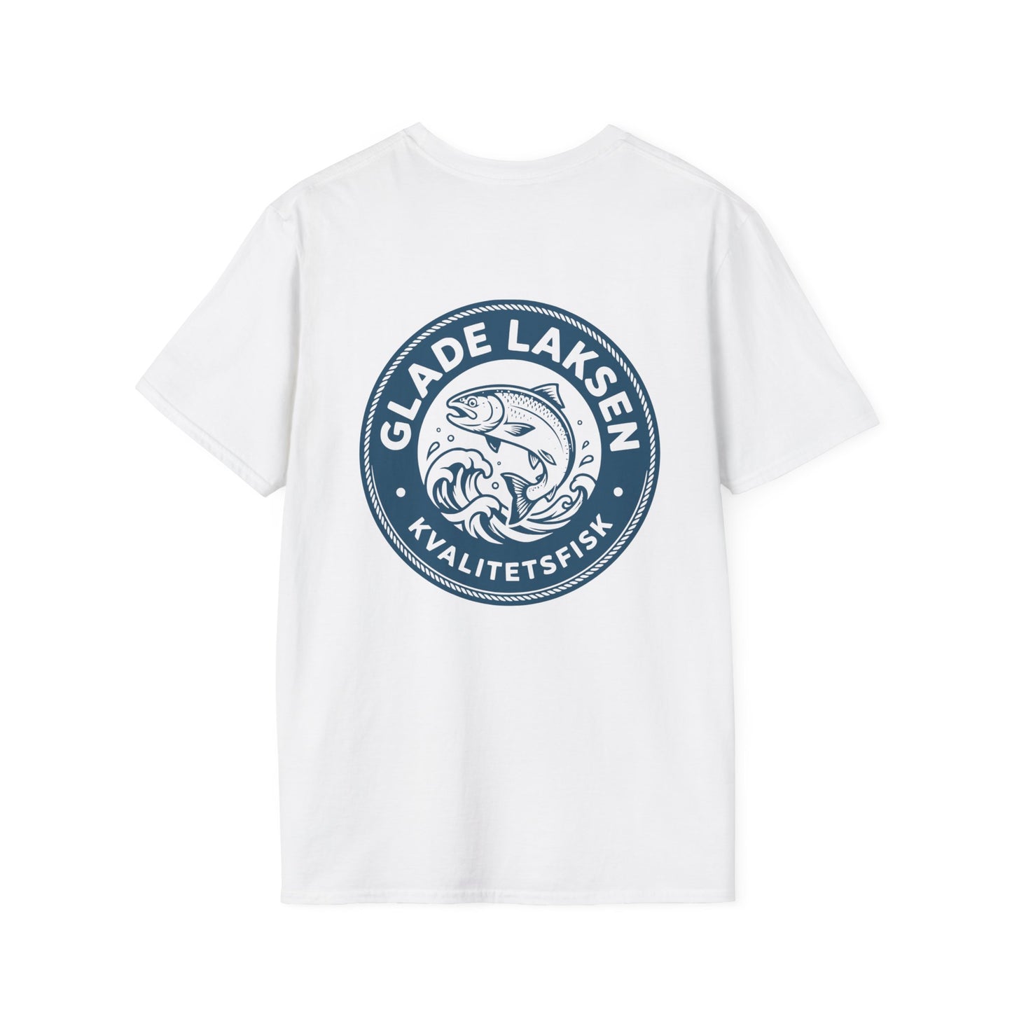 Glade Laksen Kvalitetsfisk T-Shirt — Vintage Salmon Fishing Tee