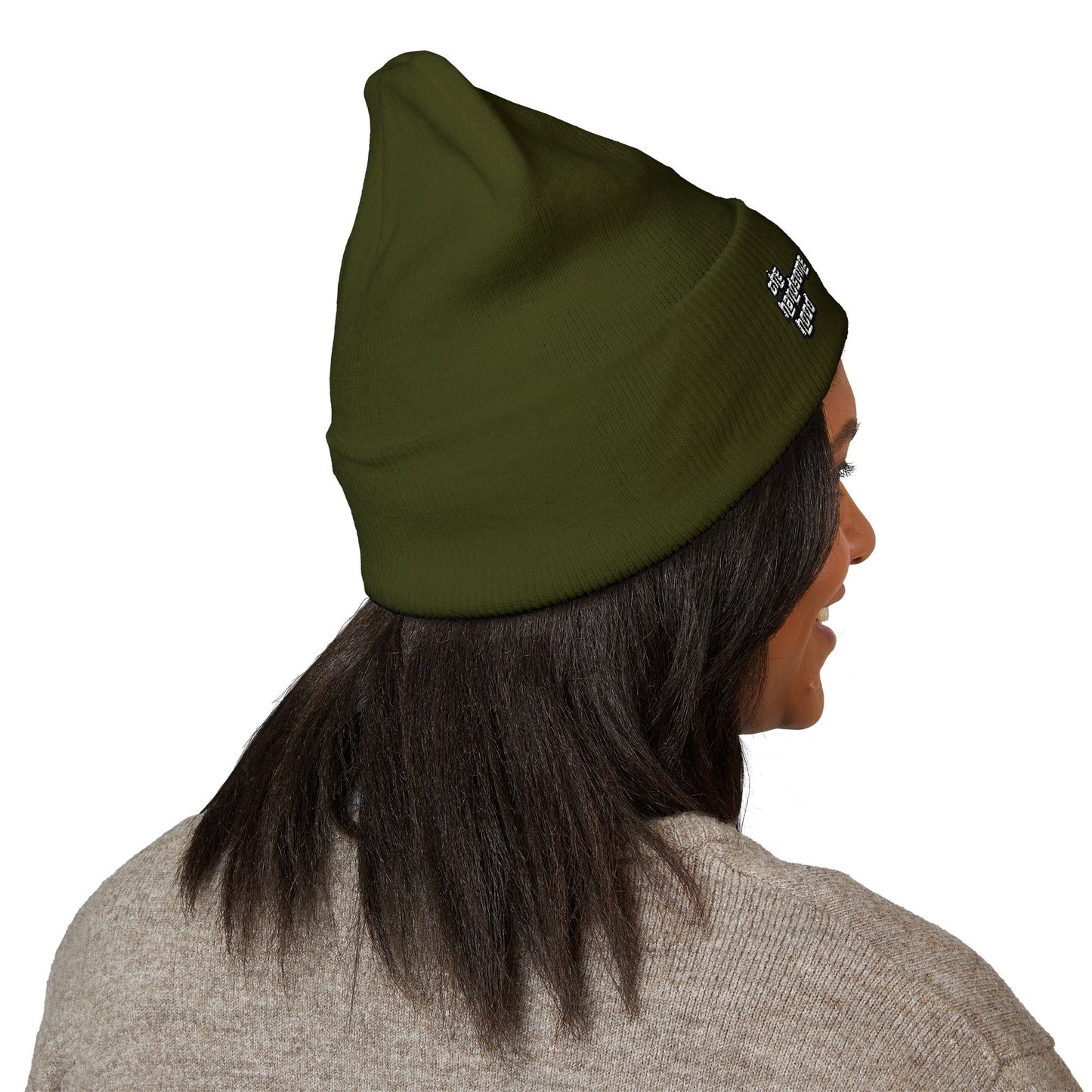 Minimalist White Logo Knit Beanie