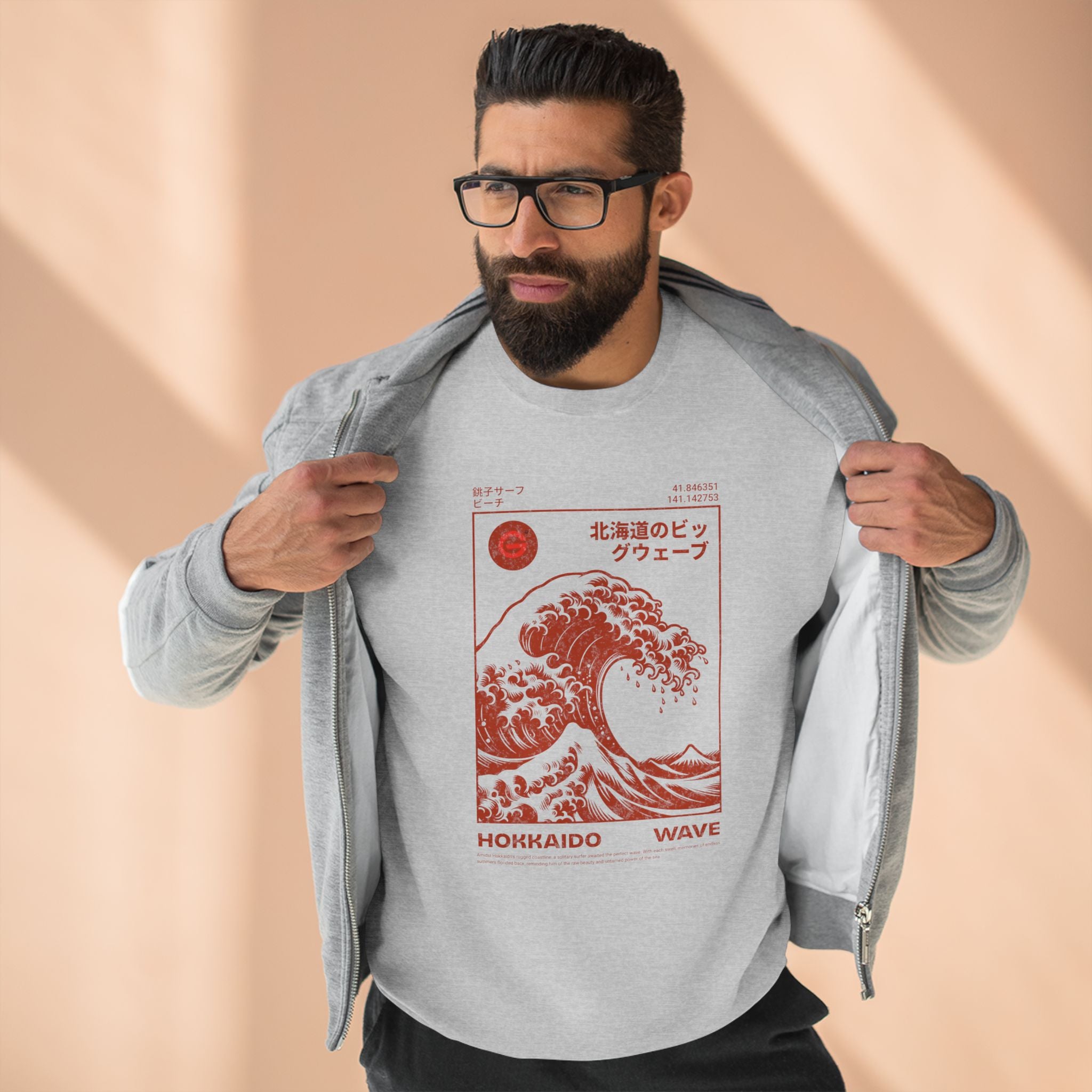 Wave Crewneck Sweatshirt — Hokkaido Wave Graphic