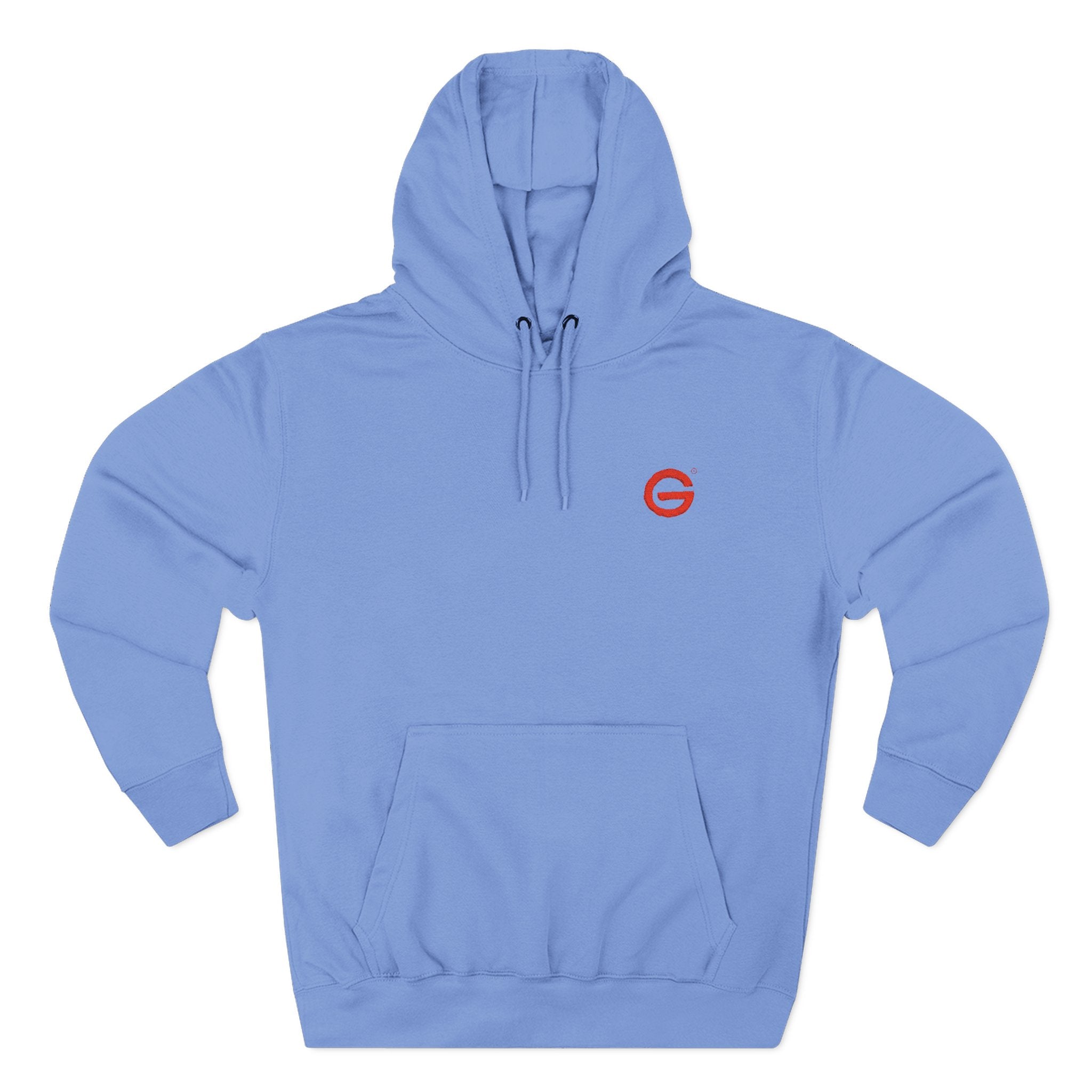 Minimalist Red 'G' Logo Hoodie - White Fleece Pullover