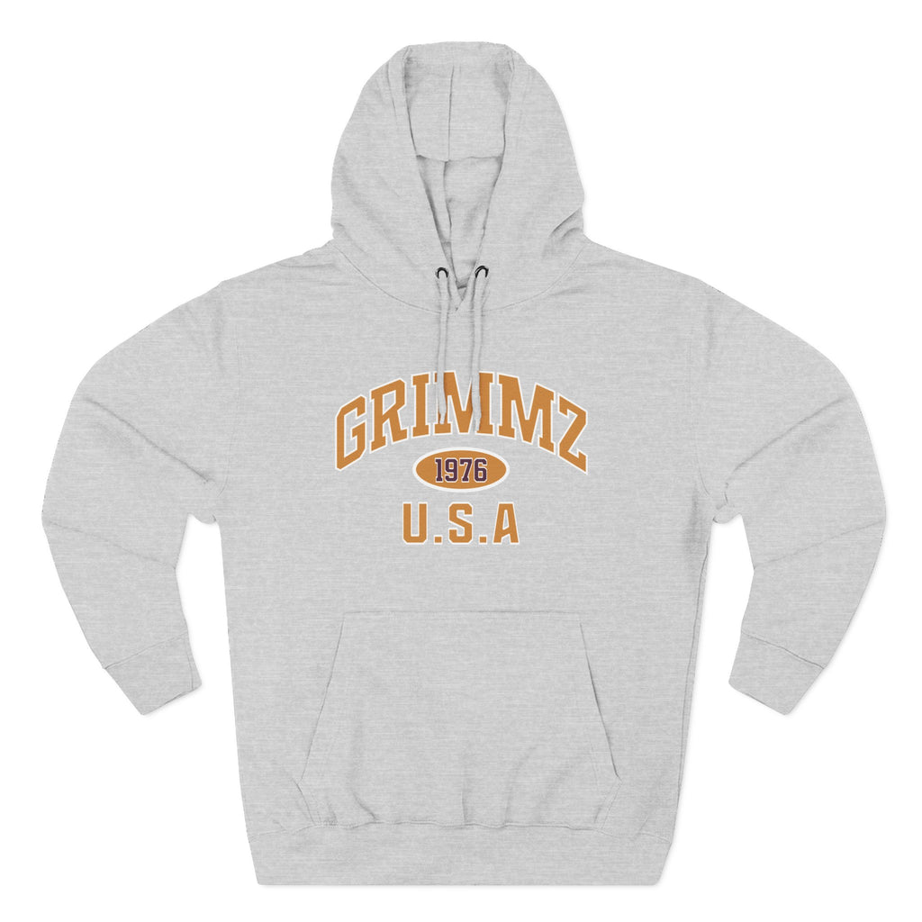 Grimmz 1976 U.S.A. Hoodie — Vintage Collegiate Fleece Pullover