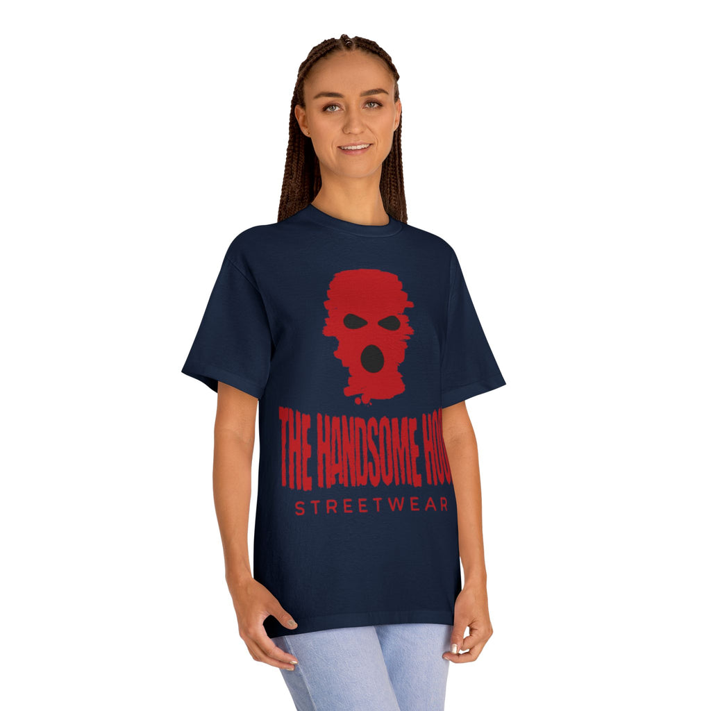 The Handsome Hood Streetwear Tee — Red Balaclava Graphic T-Shirt