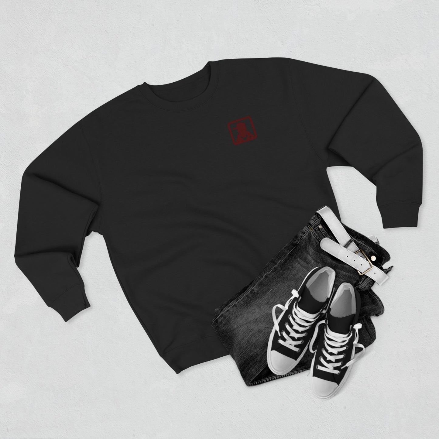 Minimalist Pocket Logo Sweatshirt — Small Vintage Silhouette Crewneck
