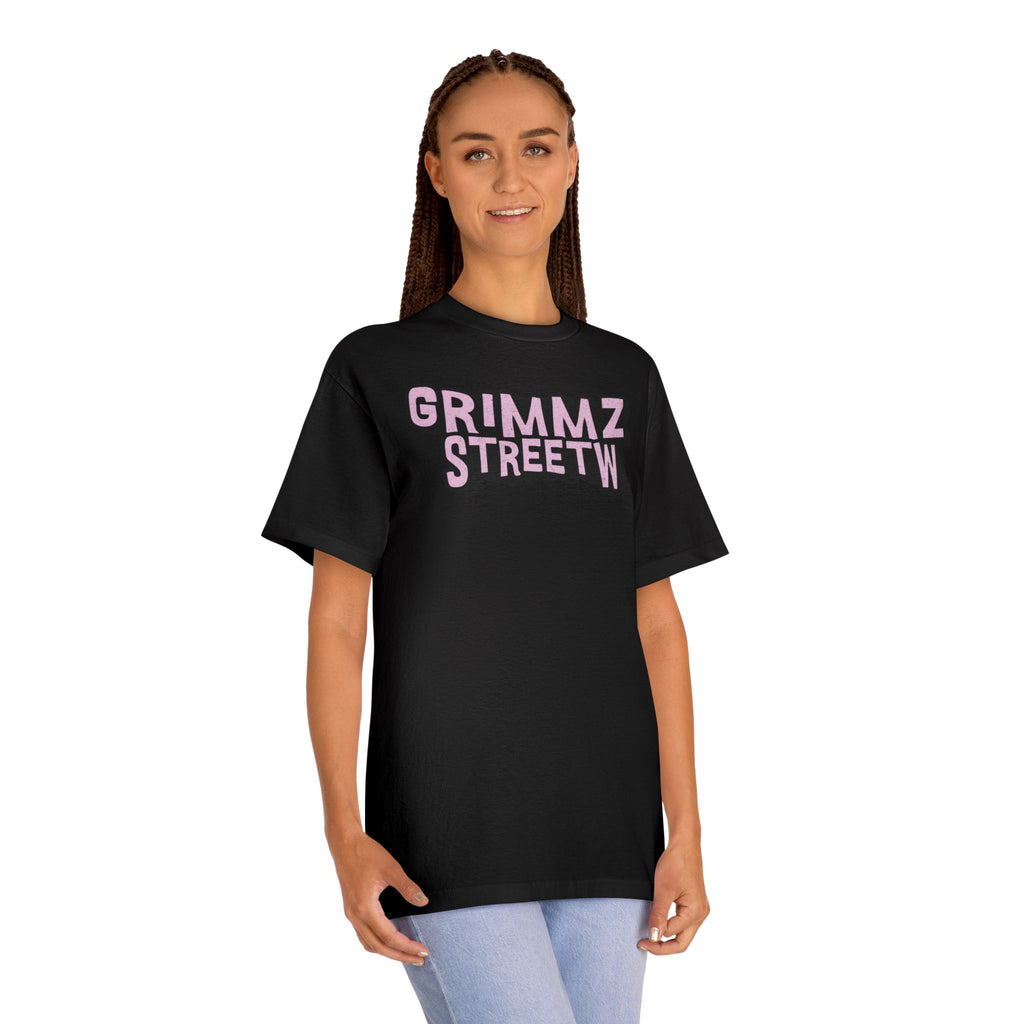 Grimmz Streetwear Tee — Pink Graffiti Logo T-Shirt