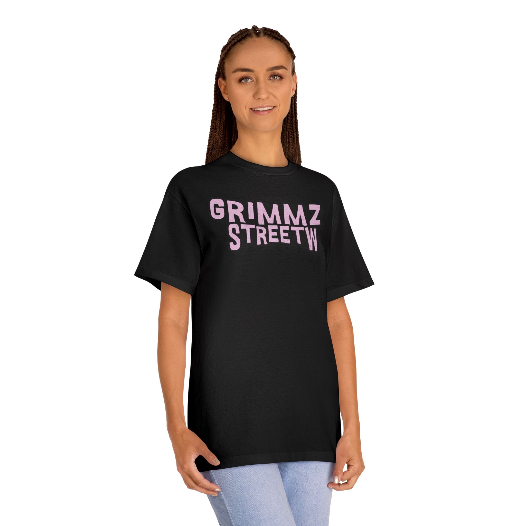 Grimmz Streetwear Tee — Pink Graffiti Logo T-Shirt