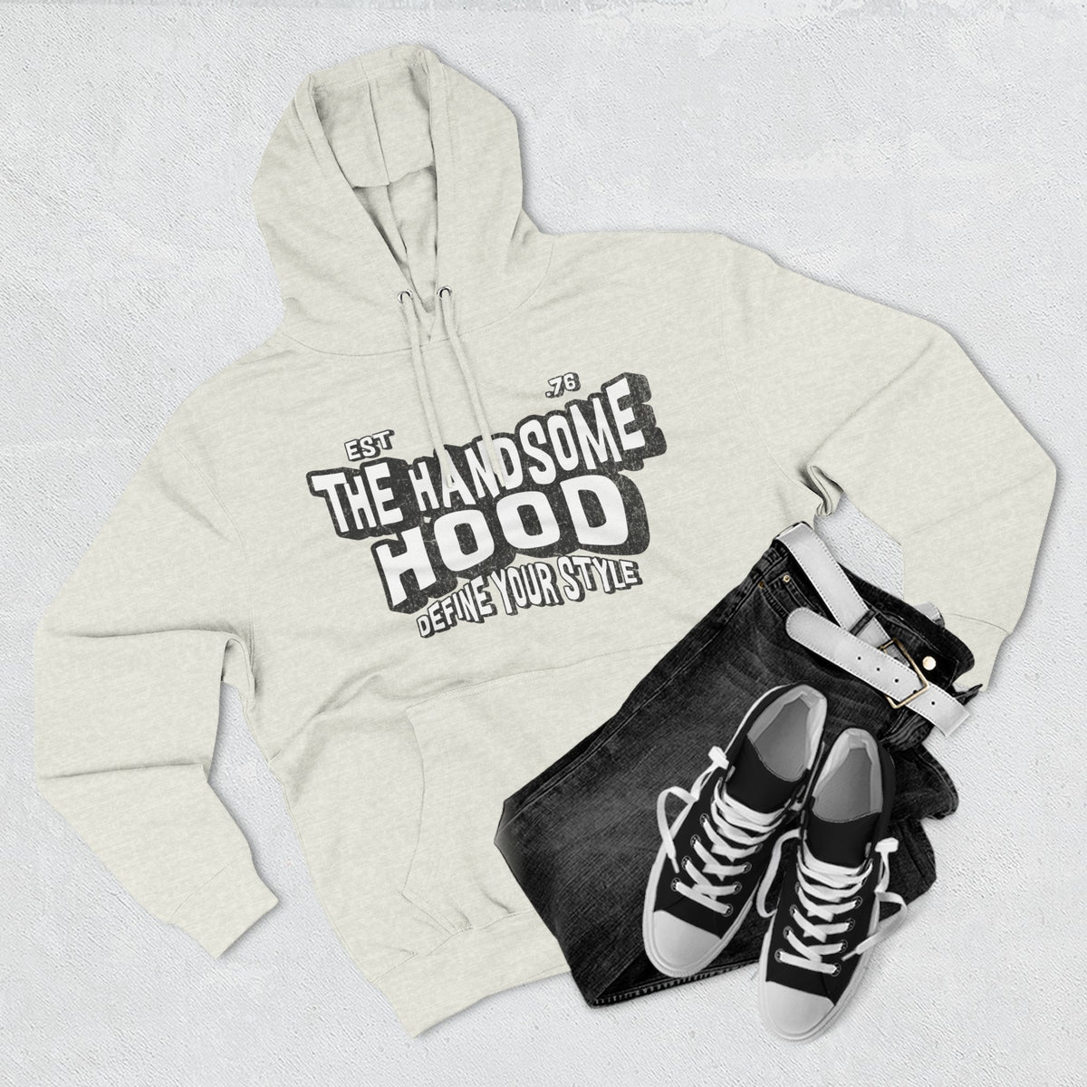 The Handsome Hood Fleece Hoodie - Retro Script Graphic Pullover