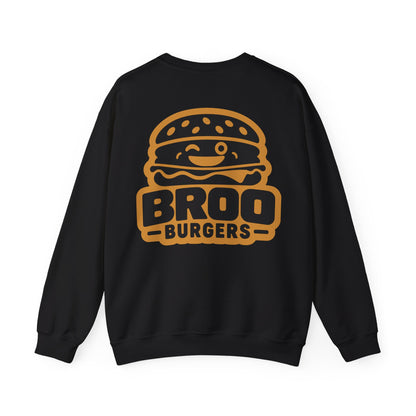 Burger Logo Sweatshirt — 'BROO Burgers' Retro Fast Food Crewneck