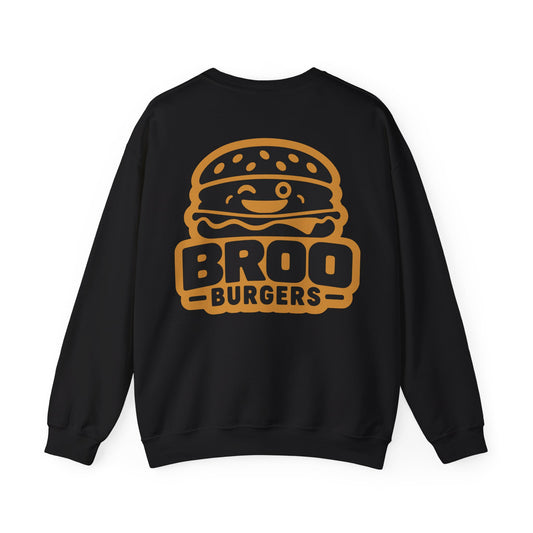 Burger Logo Sweatshirt — 'BROO Burgers' Retro Fast Food Crewneck