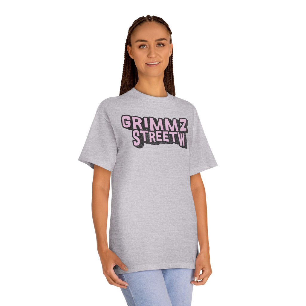 Grimmz Streetwear Tee — Pink Graffiti Logo T-Shirt