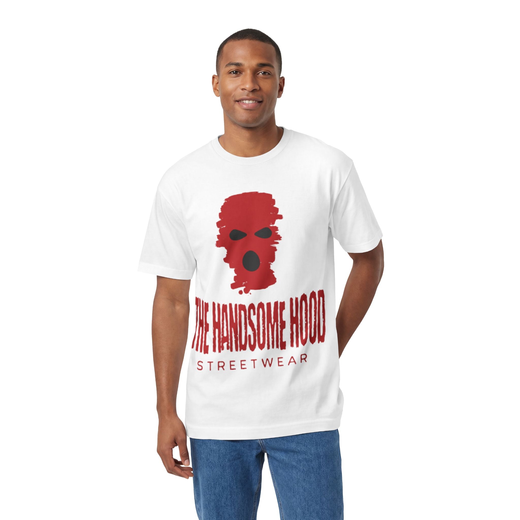 The Handsome Hood Streetwear Tee — Red Balaclava Graphic T-Shirt