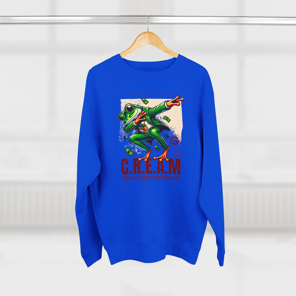 C.R.E.A.M. Frog Crewneck Sweatshirt – 'Cash Rules Everything Around Me' Graphic
