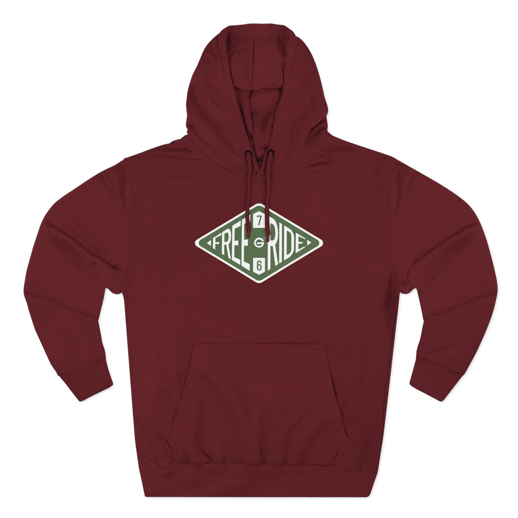 Free Ride Pullover Hoodie — Vintage Diamond Skate/Surf Logo Fleece