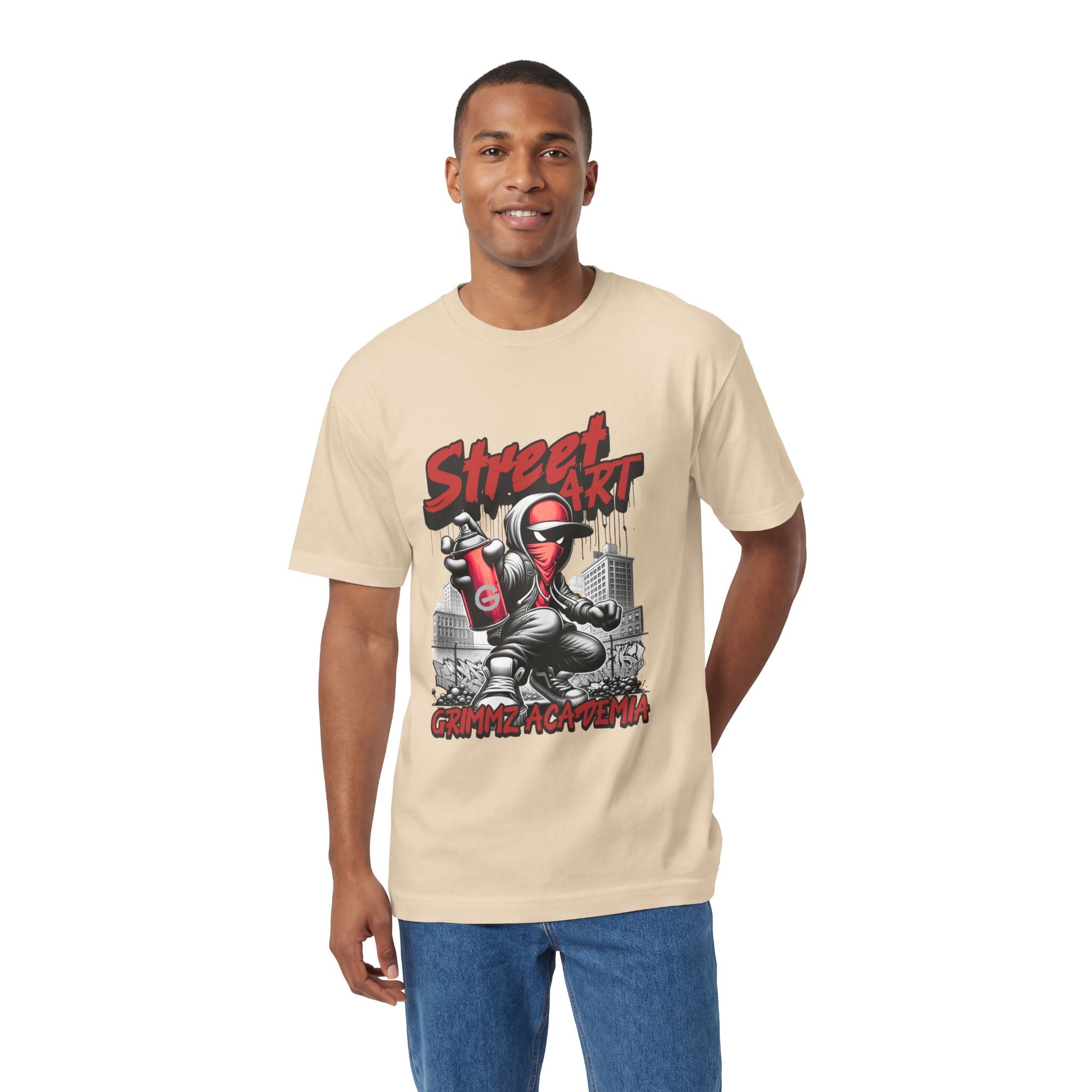 Street Art Graffiti Tee — "Street Art" Graphic Spray-Paint Crewneck