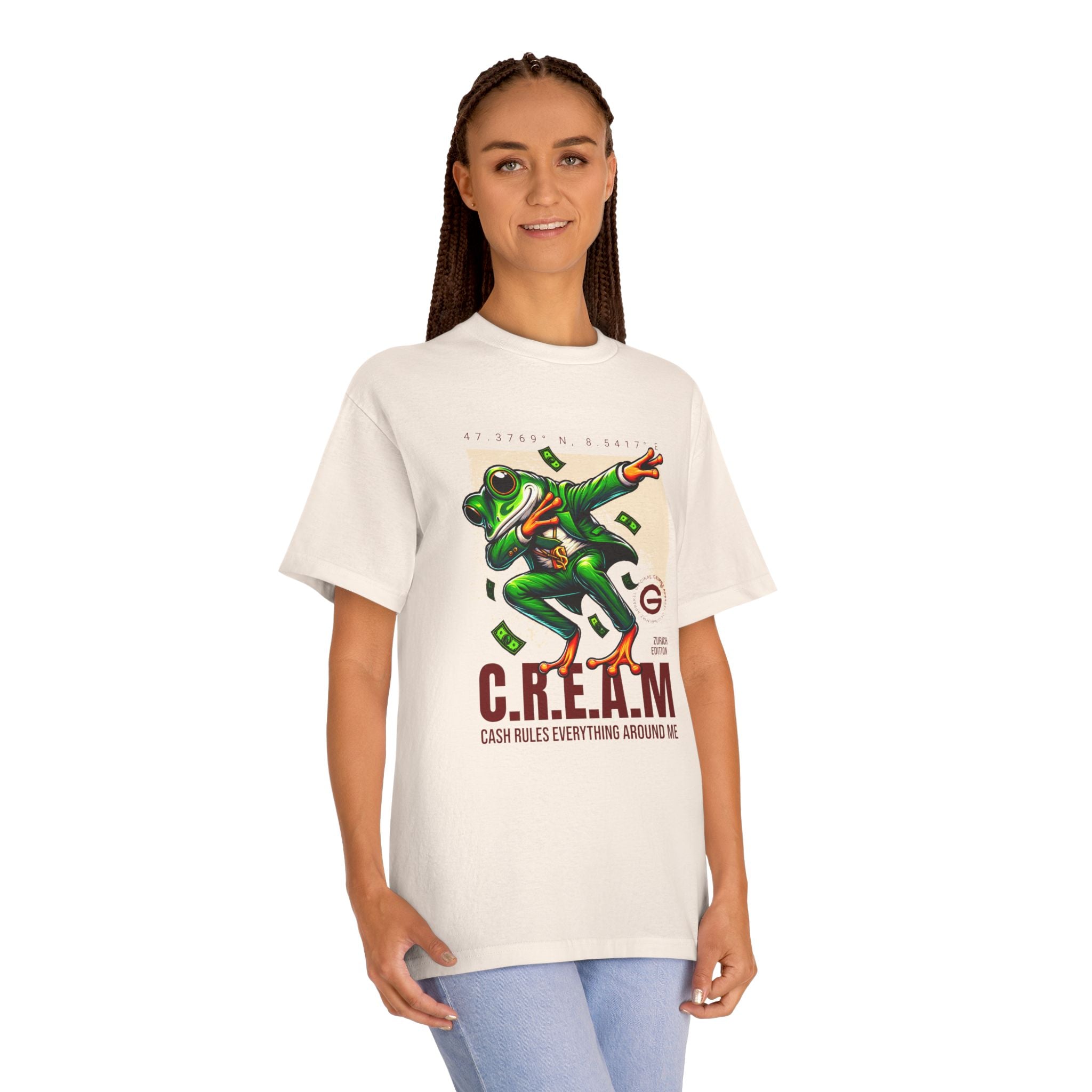 C.R.E.A.M. Frog Graphic Tee — 'Cash Rules Everything Around Me' Streetwear T-Shirt