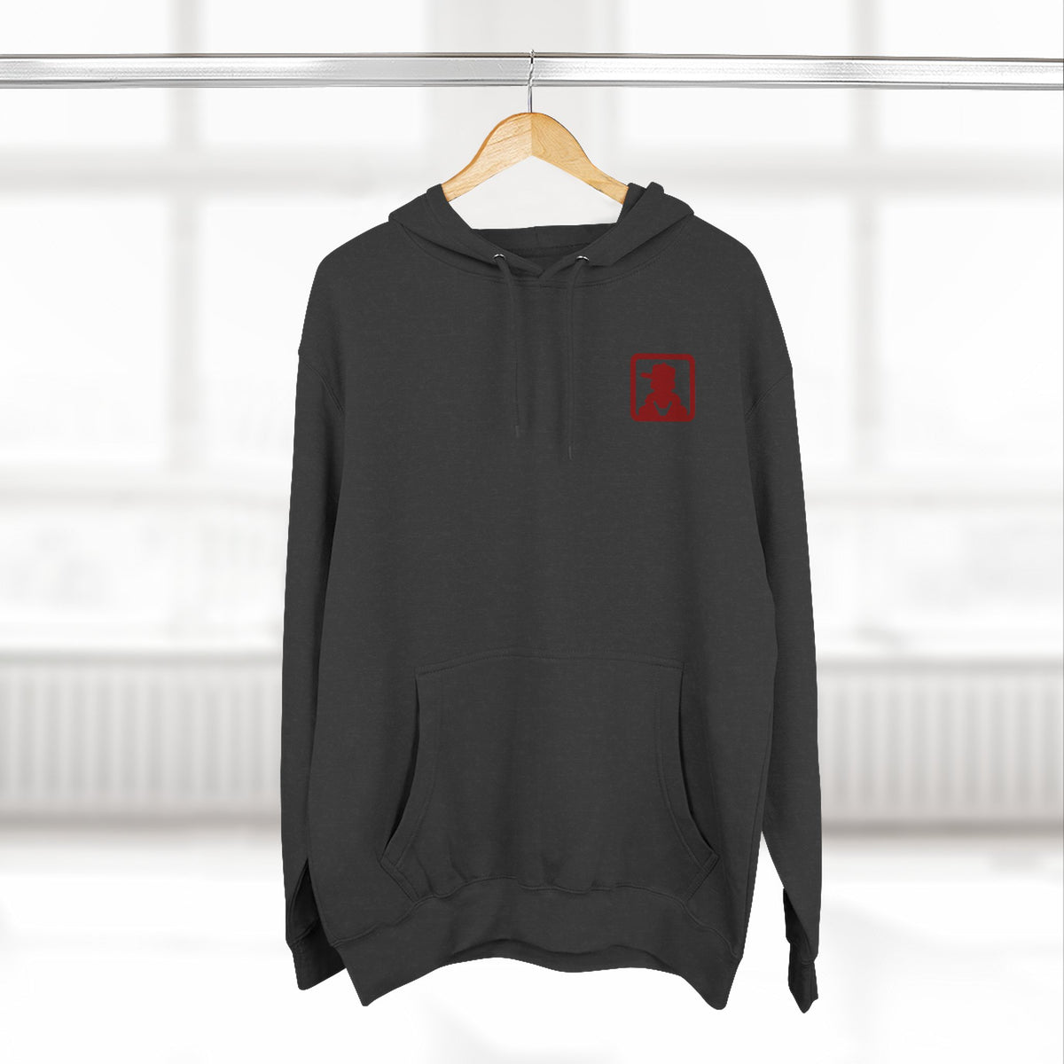 Minimalist Red Silhouette Fleece Hoodie