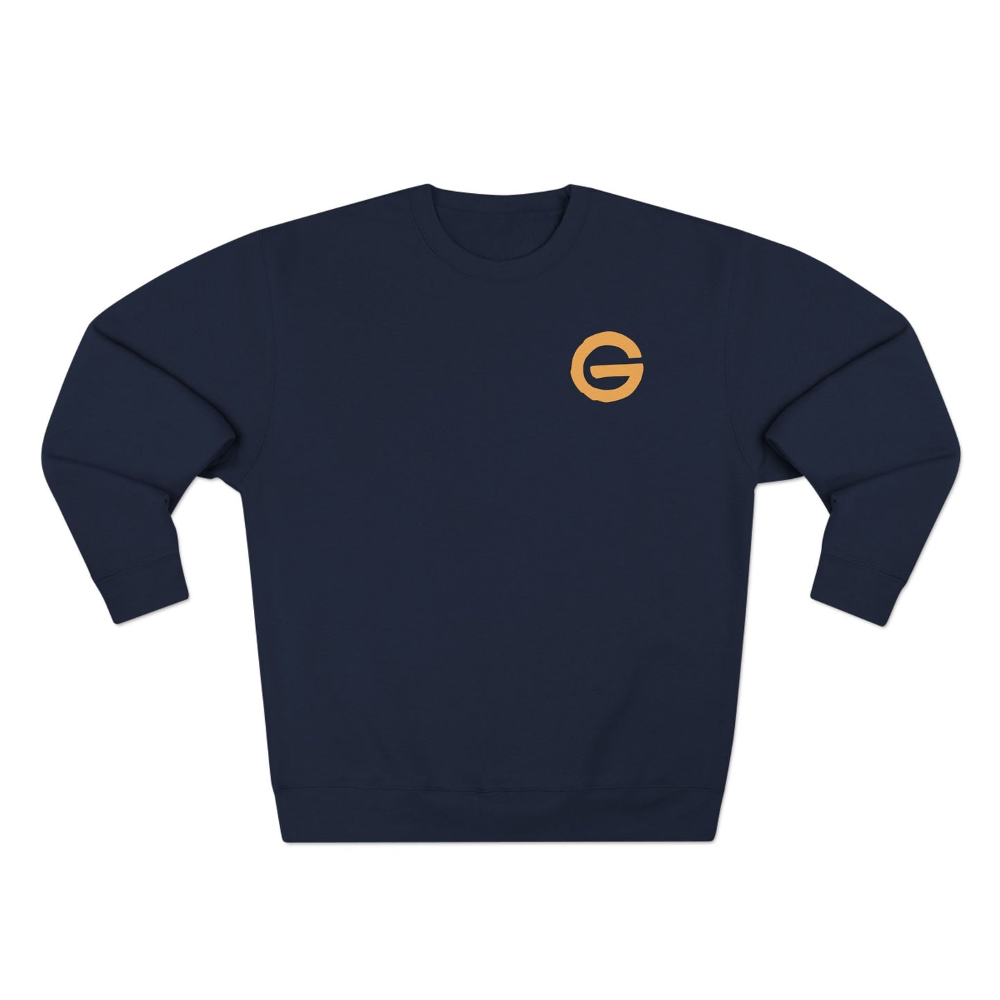 Minimal Logo Crewneck Sweatshirt — Small Orange 'G' Chest Emblem