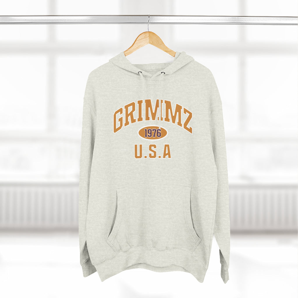 Grimmz 1976 U.S.A. Hoodie — Vintage Collegiate Fleece Pullover