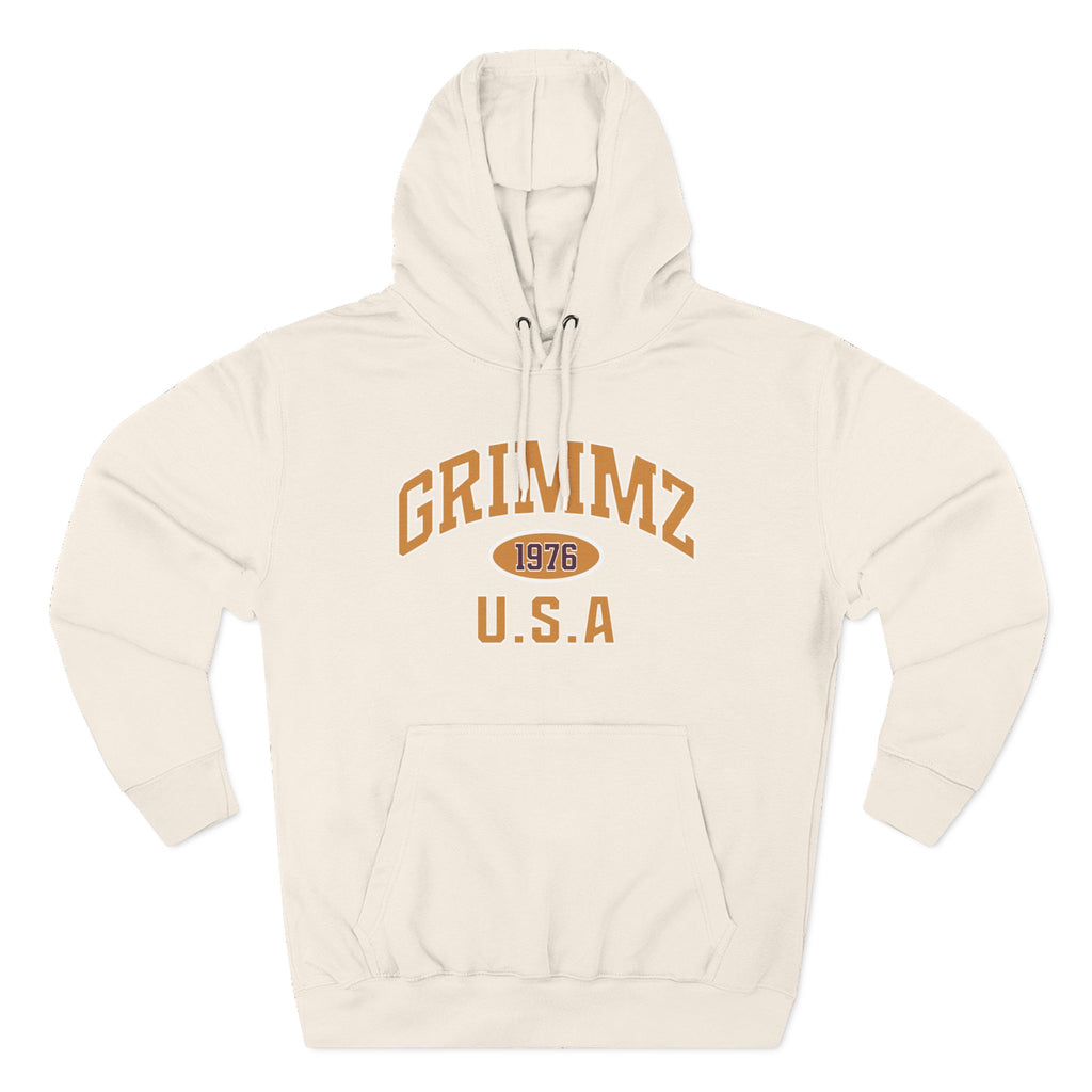 Grimmz 1976 U.S.A. Hoodie — Vintage Collegiate Fleece Pullover