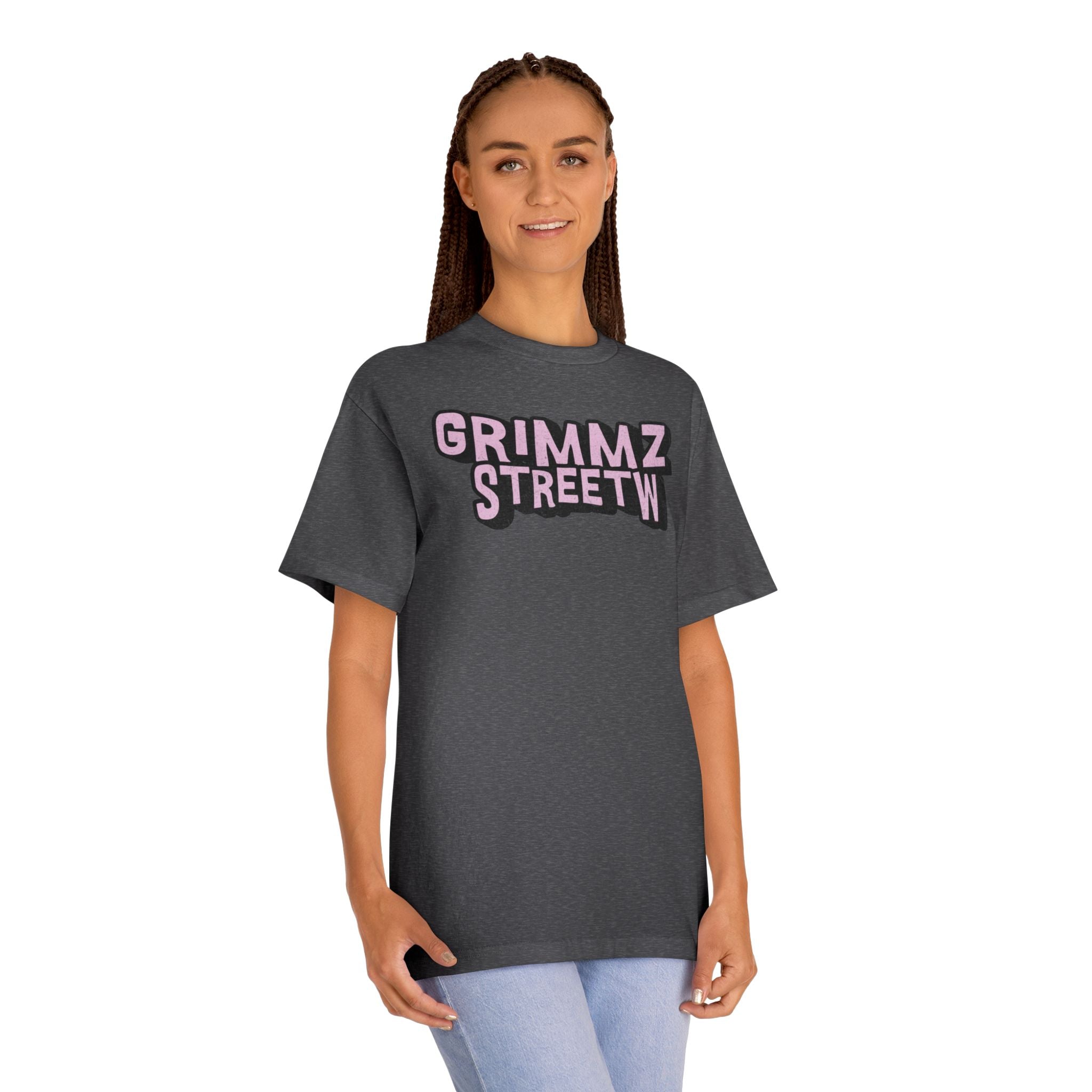Grimmz Streetwear Tee — Pink Graffiti Logo T-Shirt