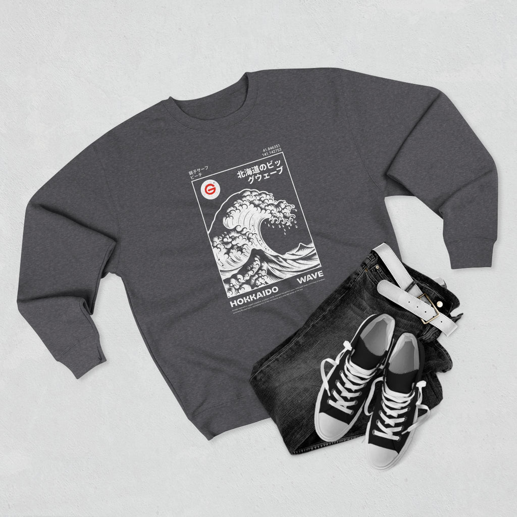 Great Wave Crewneck Sweatshirt — Hokusai-Inspired Wave Graphic