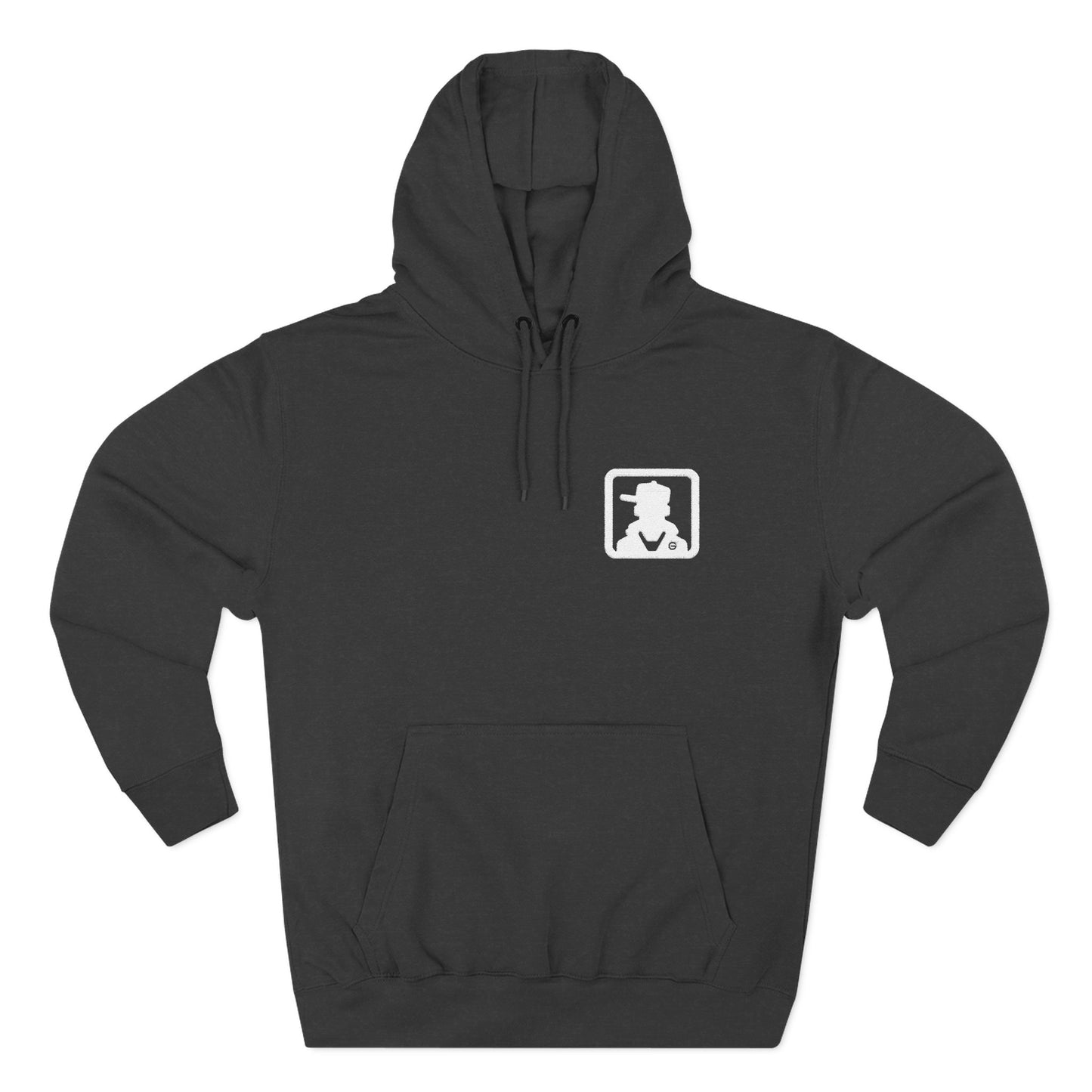 Minimal White Pocket Logo Hoodie