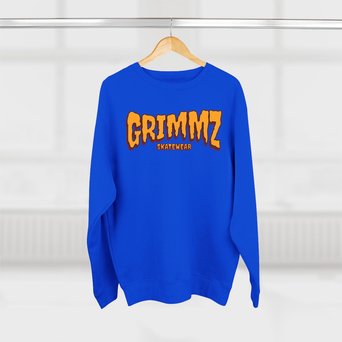 Grimmz Crewneck Sweatshirt — Bold Orange Logo Streetwear