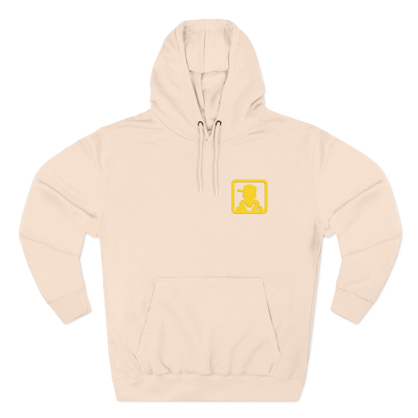 Minimal White Pocket Logo Hoodie