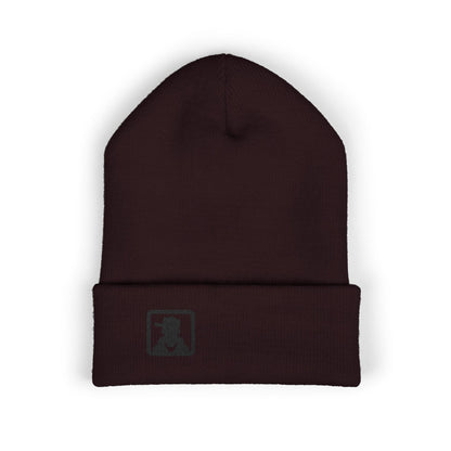 Embroidered Detective Silhouette Cuffed Beanie