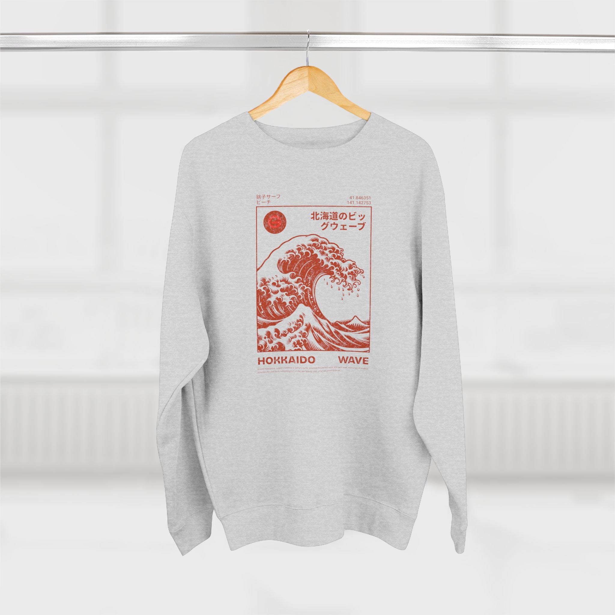 Wave Crewneck Sweatshirt — Hokkaido Wave Graphic