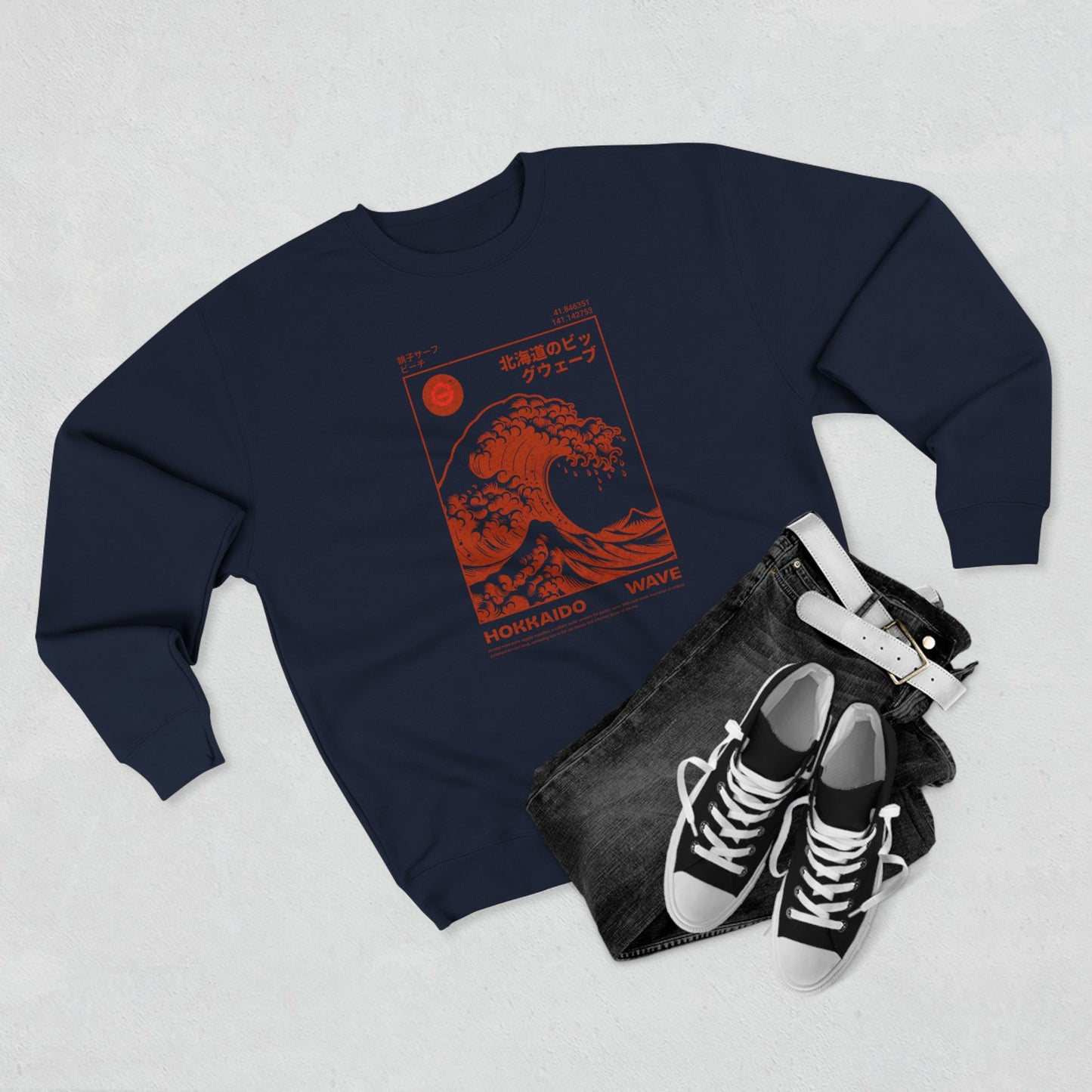 Hokkaido Wave Graphic Crewneck Sweatshirt