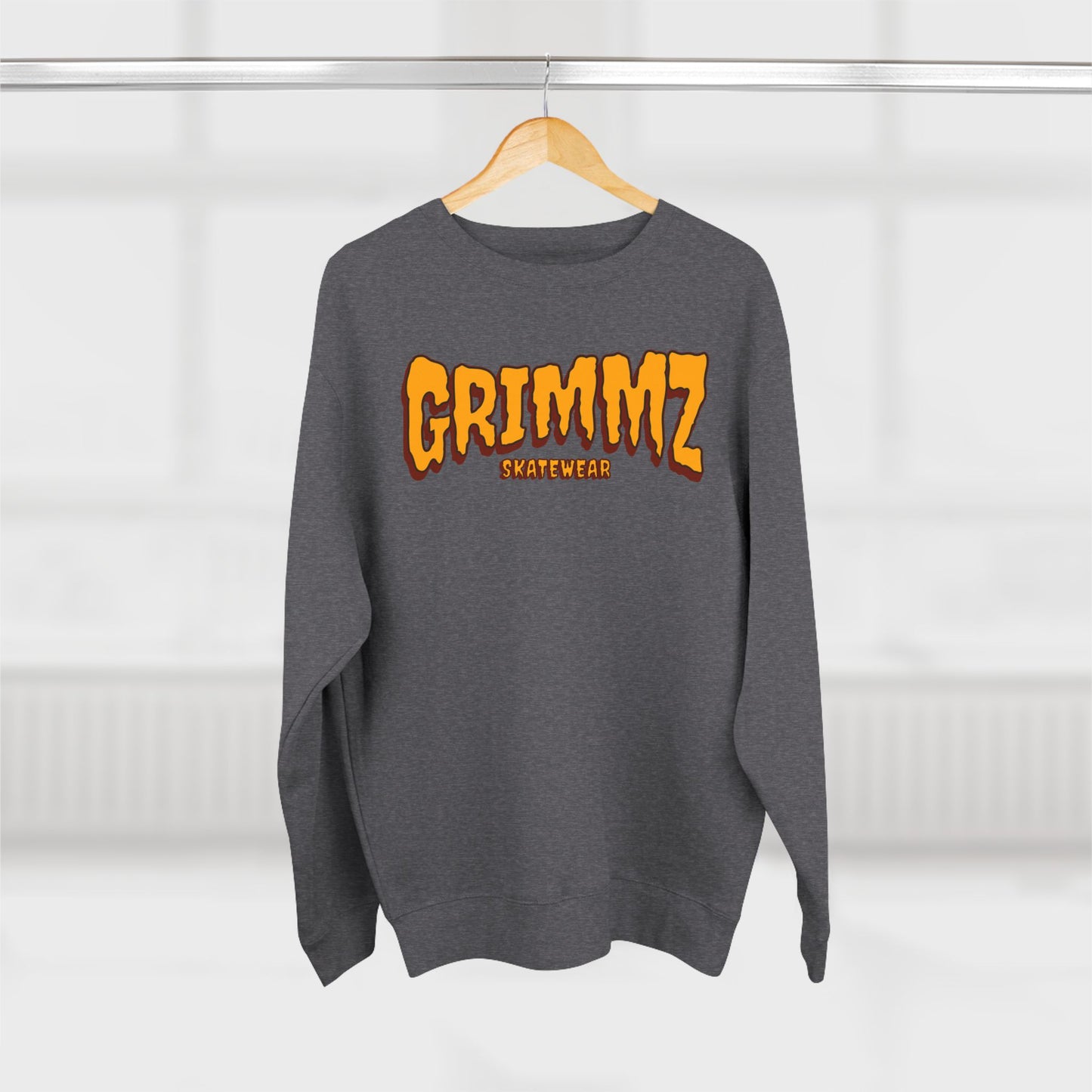 Grimmz Crewneck Sweatshirt — Bold Orange Logo Streetwear
