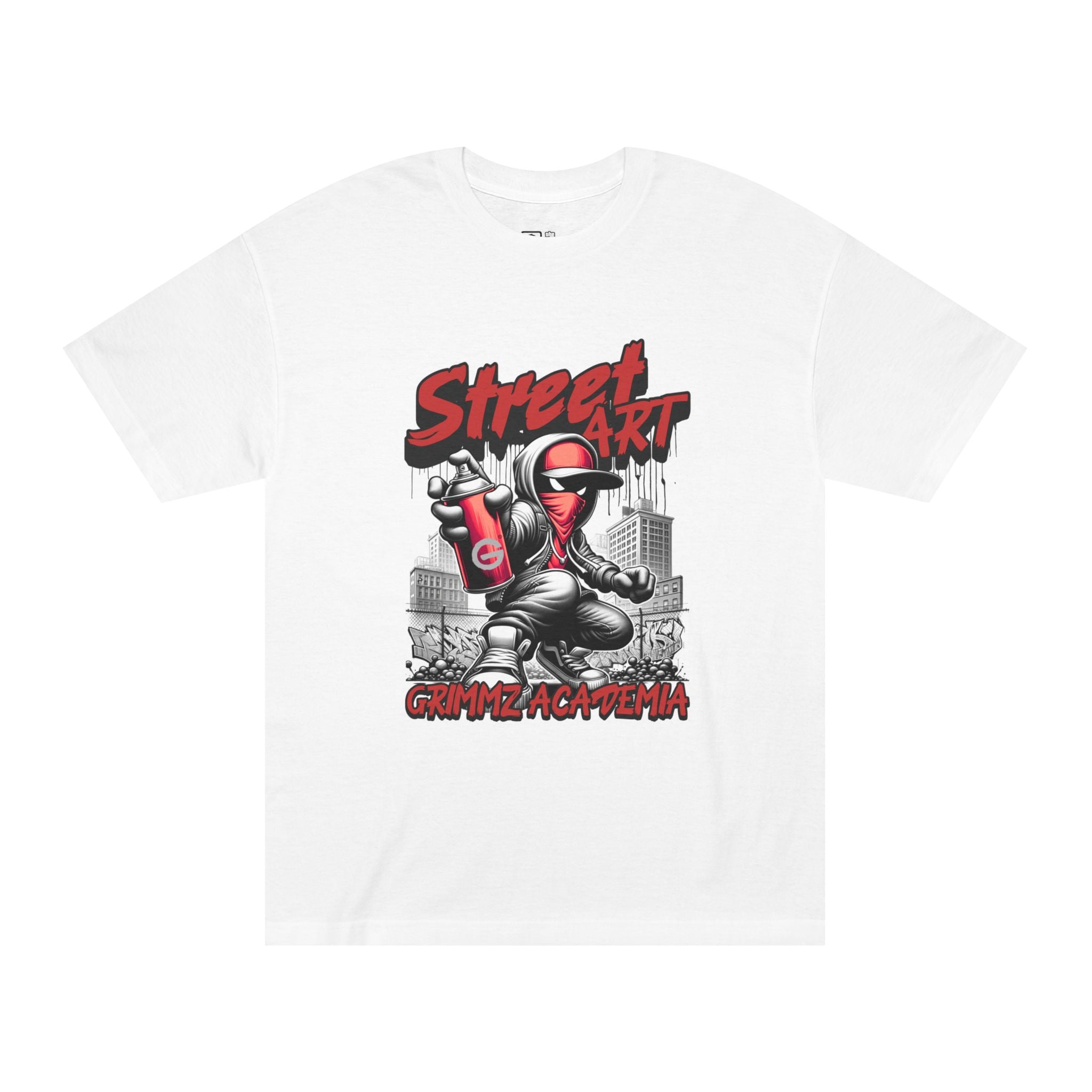Street Art Graffiti Tee — "Street Art" Graphic Spray-Paint Crewneck
