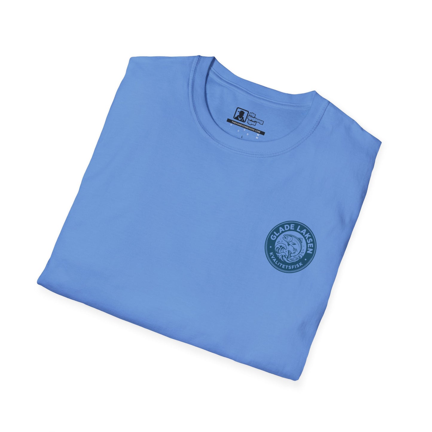 Glade Laksen Kvalitetsfisk T-Shirt — Vintage Salmon Fishing Tee