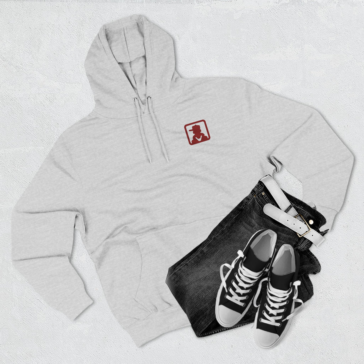 Minimalist Red Silhouette Fleece Hoodie