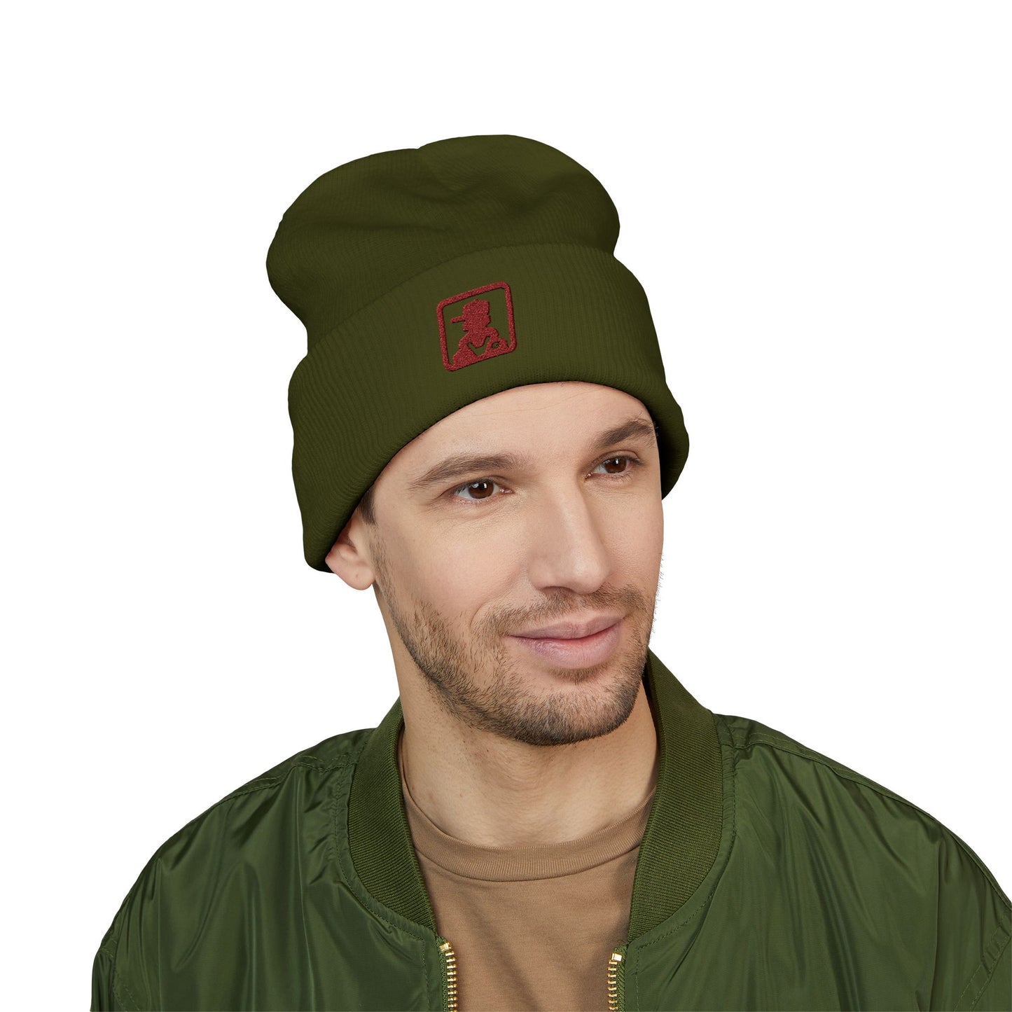 Minimalist Bear Patch Cuffed Beanie