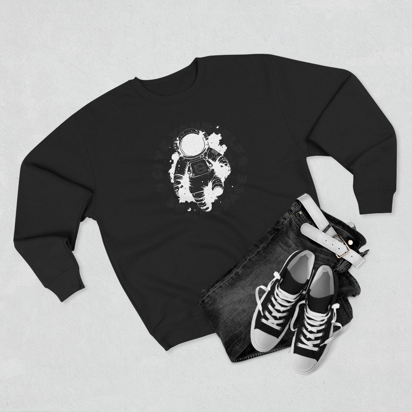 Space Astronaut Graphic Crewneck Sweatshirt