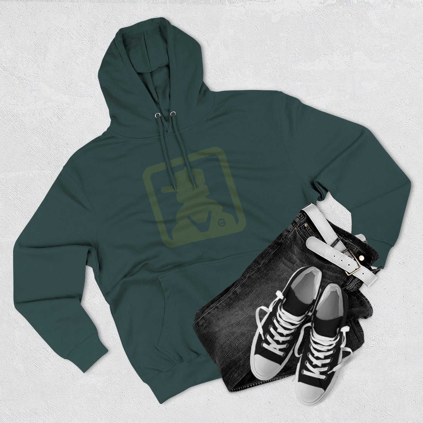 Minimal Green Icon Hoodie Pullover