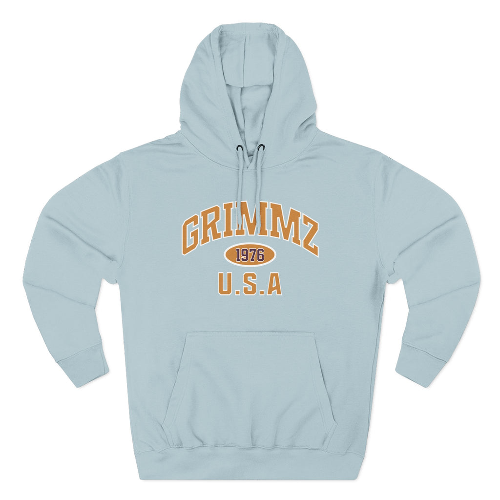 Grimmz 1976 U.S.A. Hoodie — Vintage Collegiate Fleece Pullover