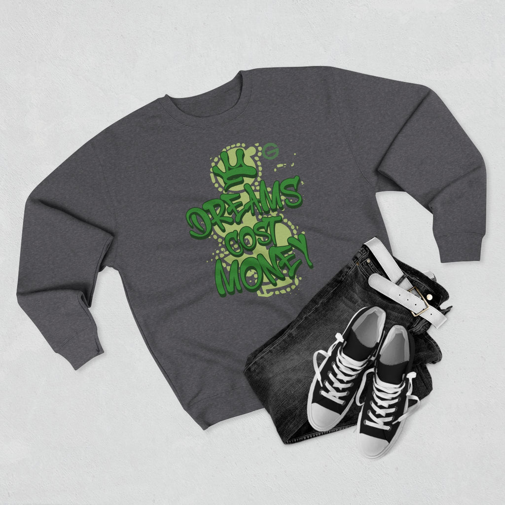 Dreams Cost Money Crewneck Sweatshirt – Green Graffiti Money Graphic
