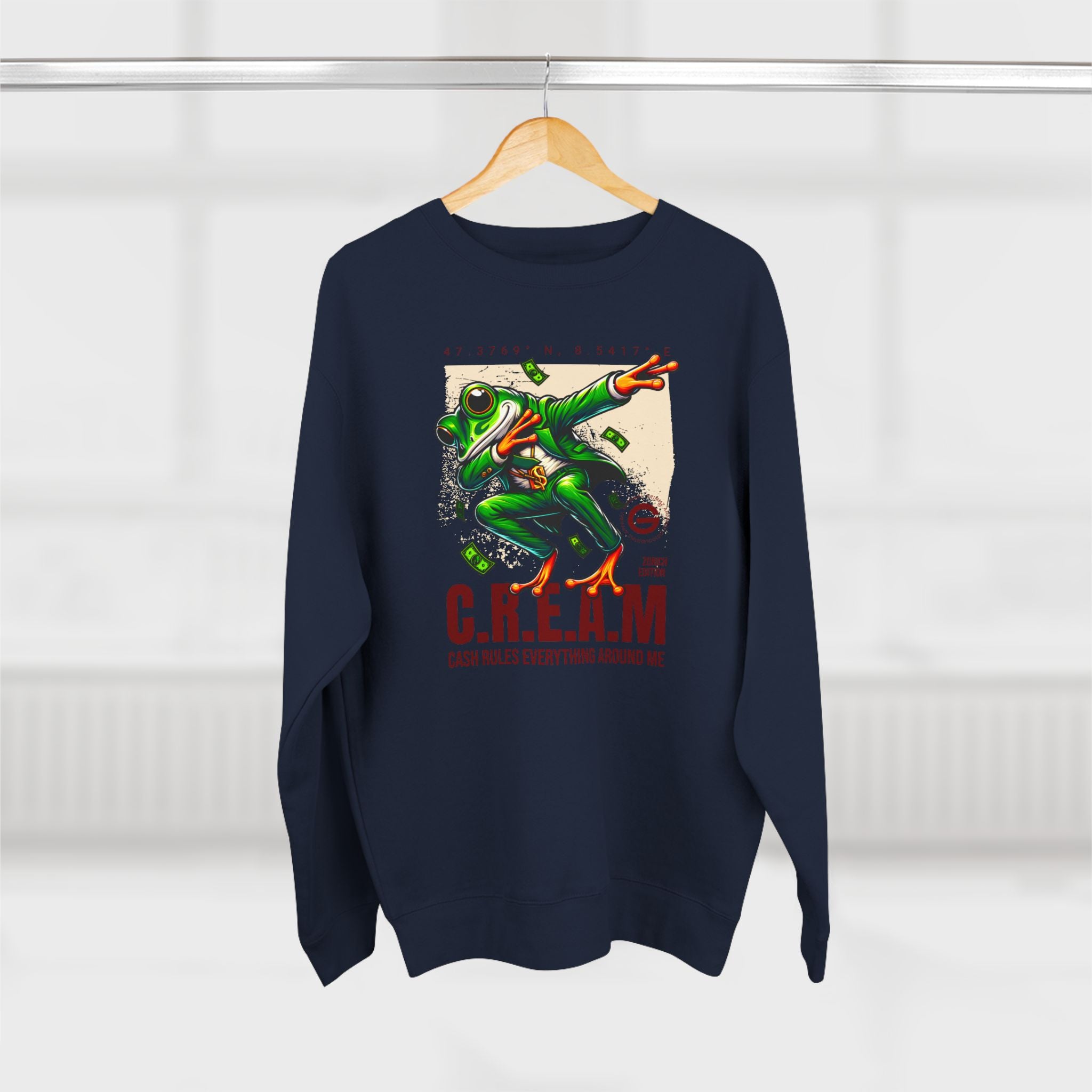 C.R.E.A.M. Frog Crewneck Sweatshirt – 'Cash Rules Everything Around Me' Graphic