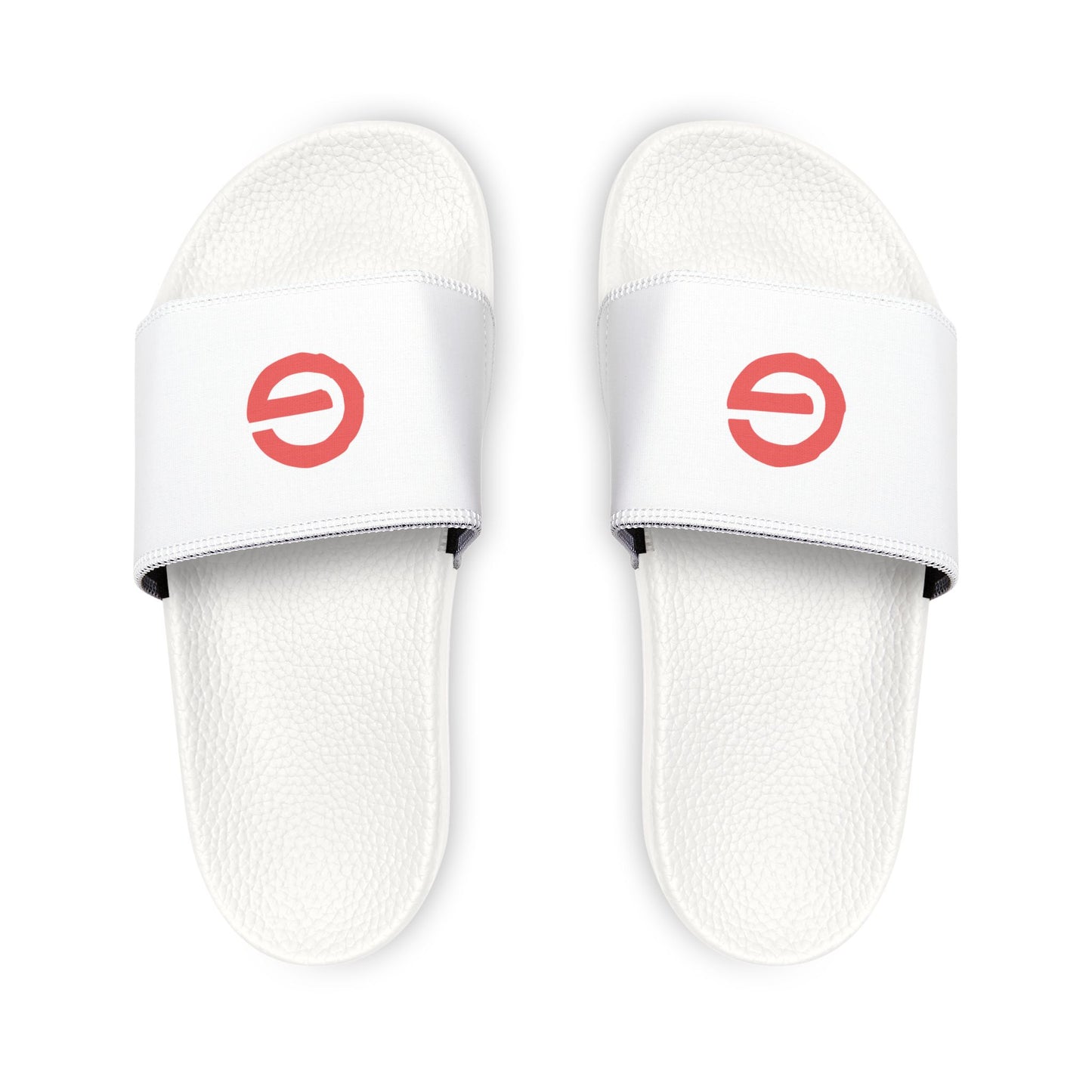 Men's Slide Sandals — White Removable-Strap Slides with Red Circular Logo