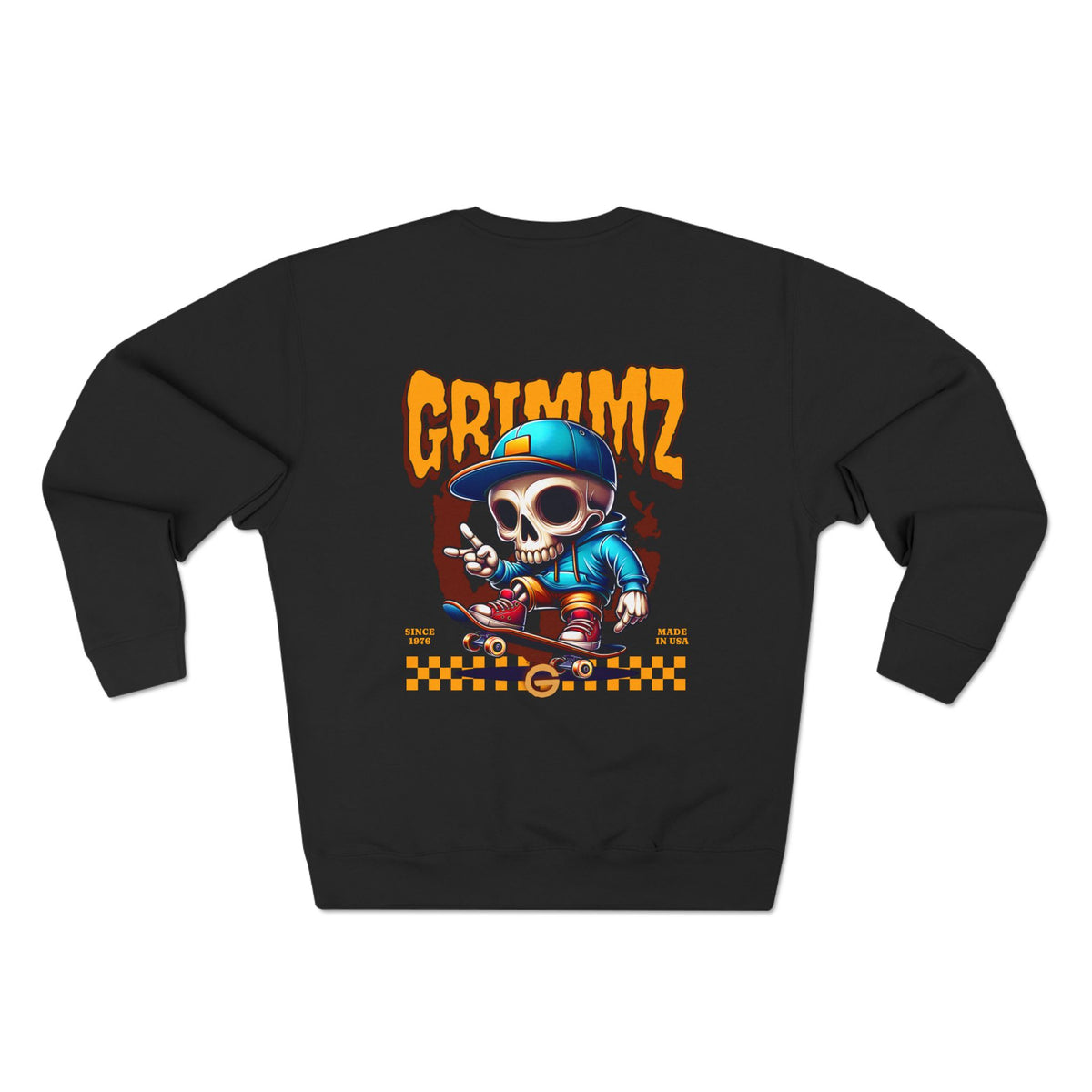GRIMMYZ Skull Skateboard Crewneck Sweatshirt