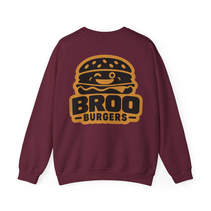 Burger Logo Sweatshirt — 'BROO Burgers' Retro Fast Food Crewneck