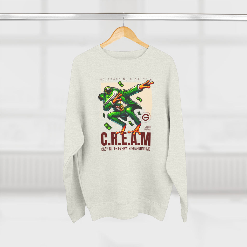 C.R.E.A.M. Frog Crewneck Sweatshirt – 'Cash Rules Everything Around Me' Graphic