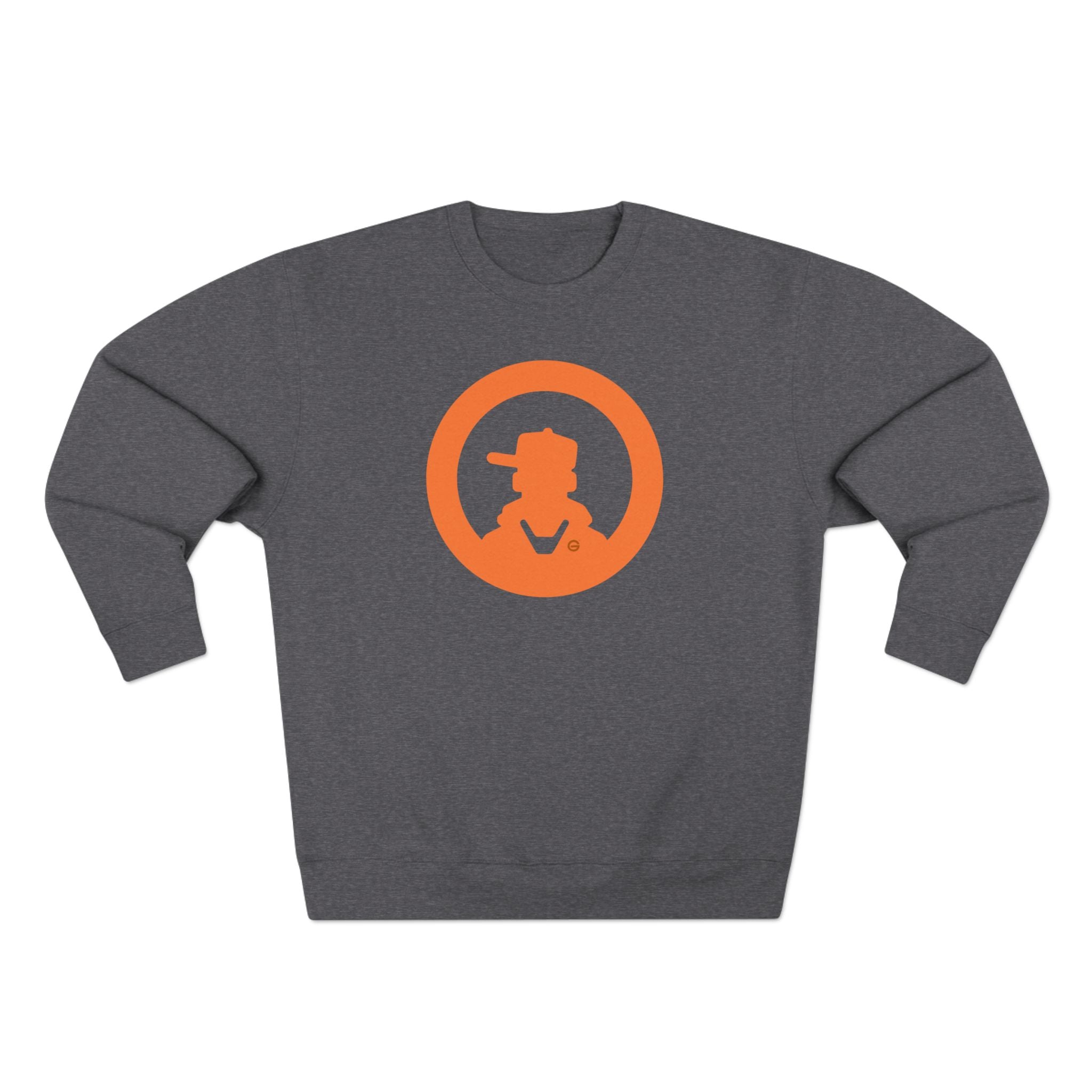 Detective Silhouette Crewneck Sweatshirt — Retro Orange Mystery Logo