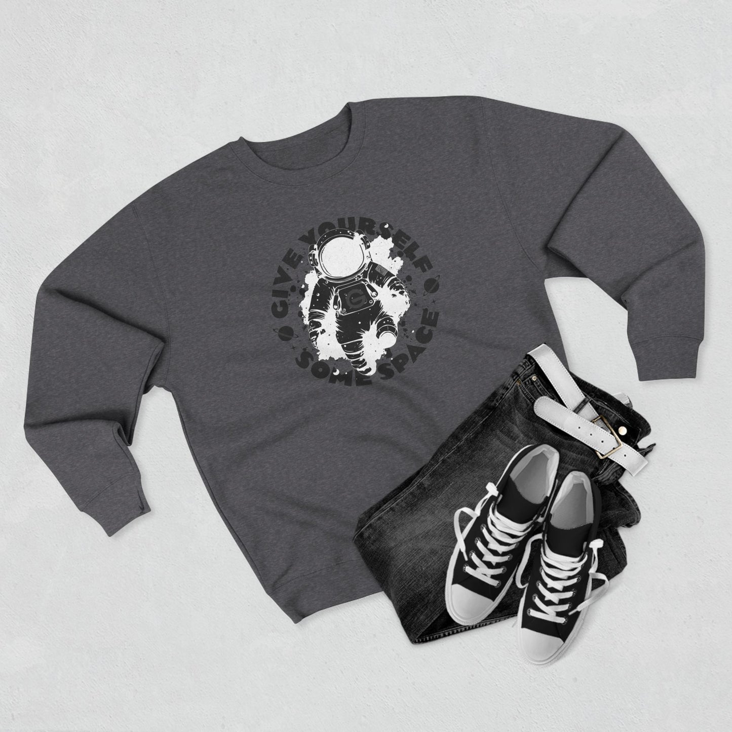 Space Astronaut Graphic Crewneck Sweatshirt