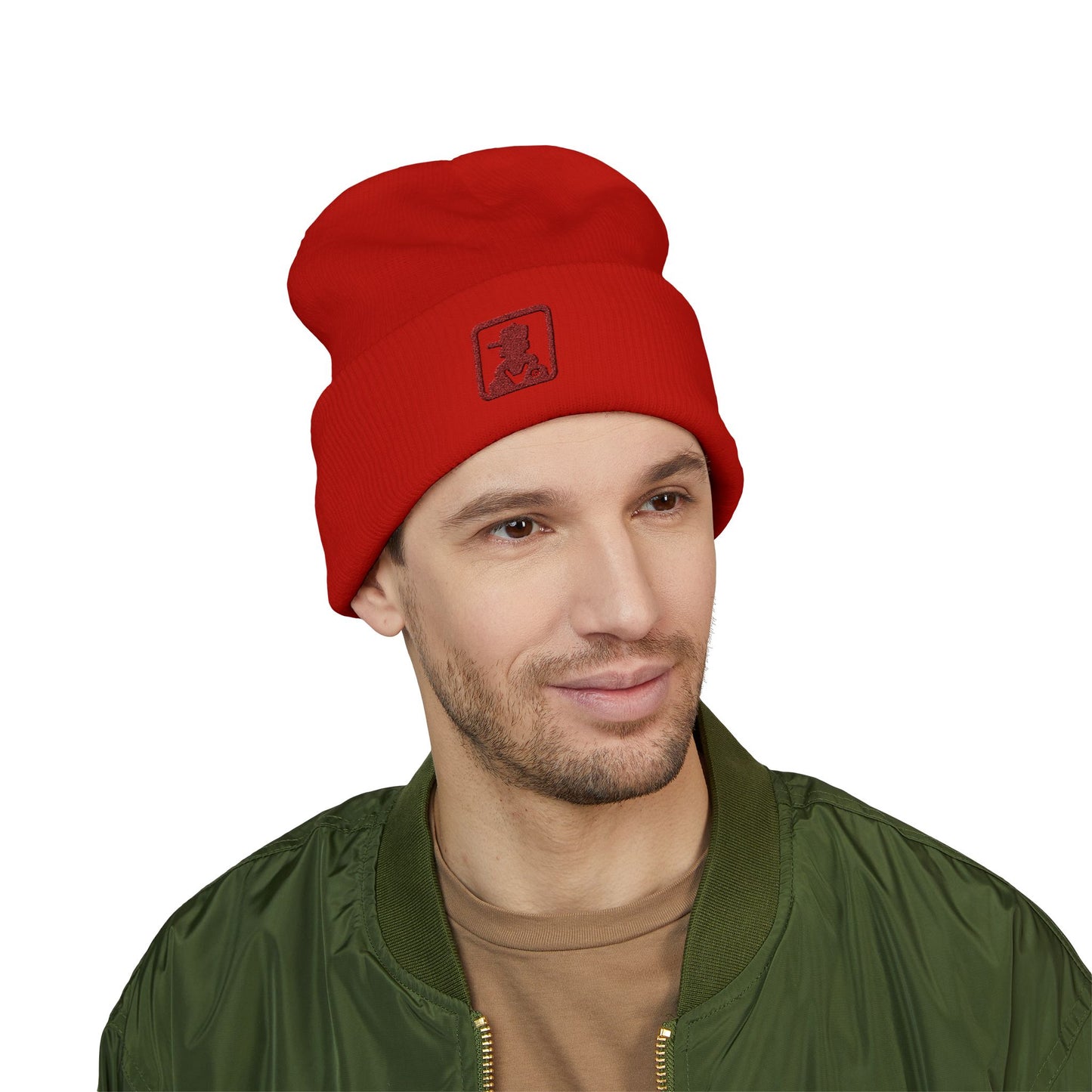 Minimalist Bear Patch Cuffed Beanie
