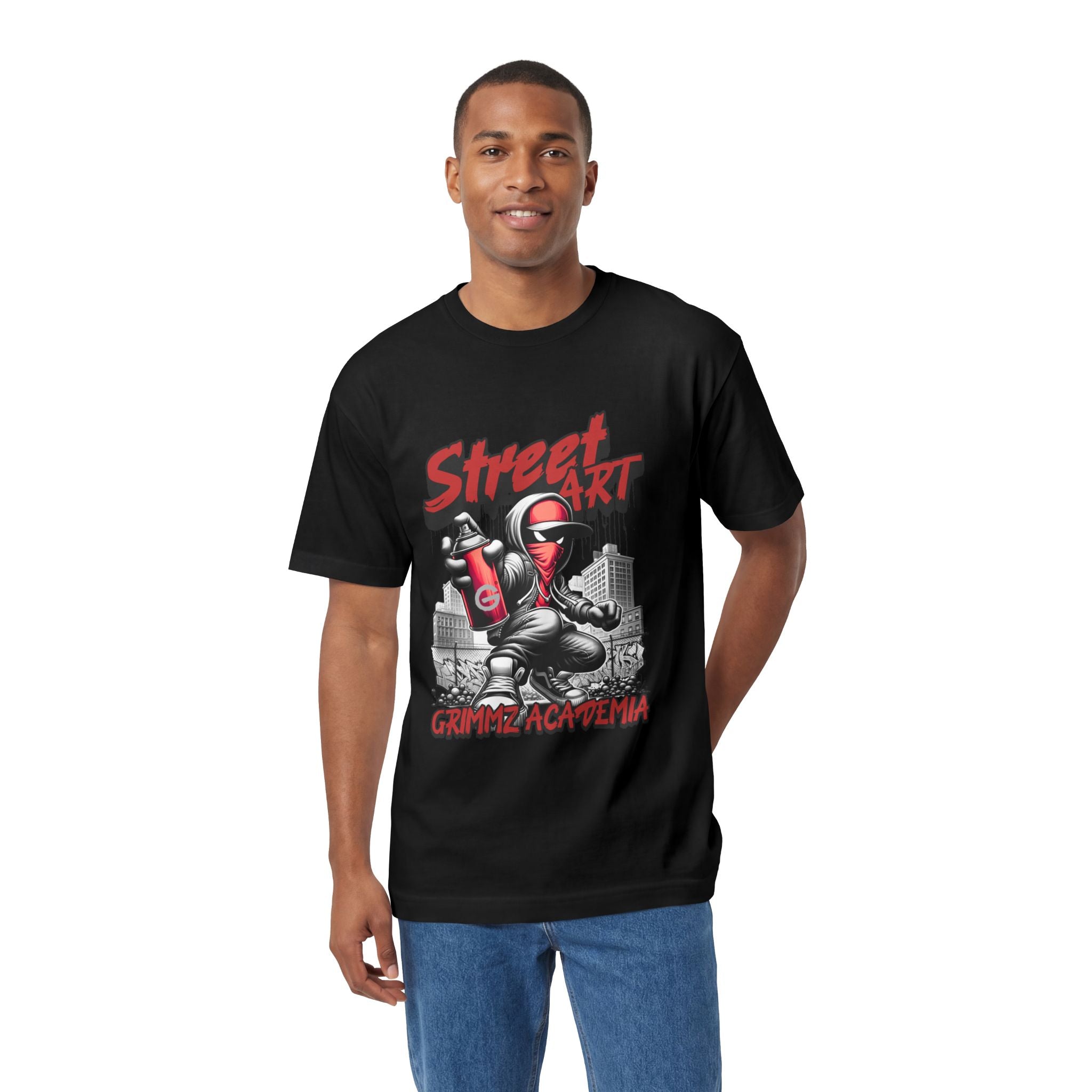 Street Art Graffiti Tee — "Street Art" Graphic Spray-Paint Crewneck